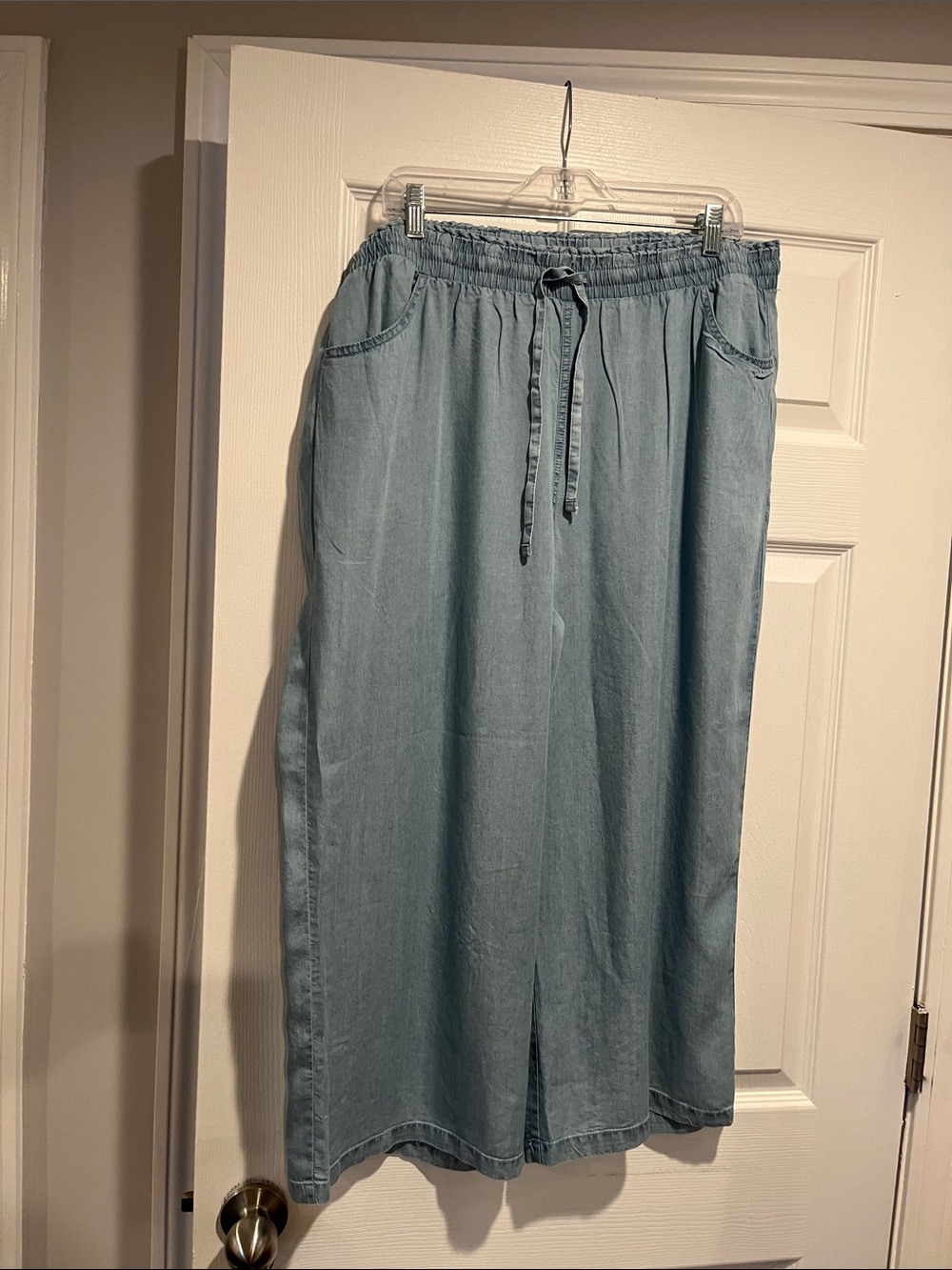 Light Blue Drawstring wide leg pants